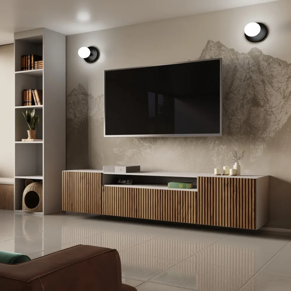 Szafki Rtv>Arton Loftowa szafka RTV 200 cm wisząca TAVIO z frezowanymi frontami