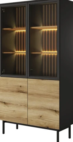 Zestawy Mebli Do Salonu|Witryny>LASKI Loftowa witryna na książki przeszklona 100 cm LARINO