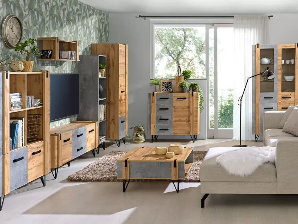 Biurka|Zestawy Mebli Do Salonu>DOLMAR Loftowe biurko kumputerowe z szafką 120 cm LOSTI