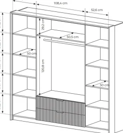 Zestawy Mebli Do Sypialni></noscript>LASKI Loftowe meble do sypialni z szafą BALLESO dąb baltic