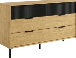 Zestawy Mebli Do Sypialni></noscript>LASKI Loftowe meble do sypialni z szafą BALLESO dąb baltic