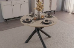 Krzesła|Stoły>Lempert Loftowy okrągły stół do jadalni 110 cm OPALIO dąb landberg