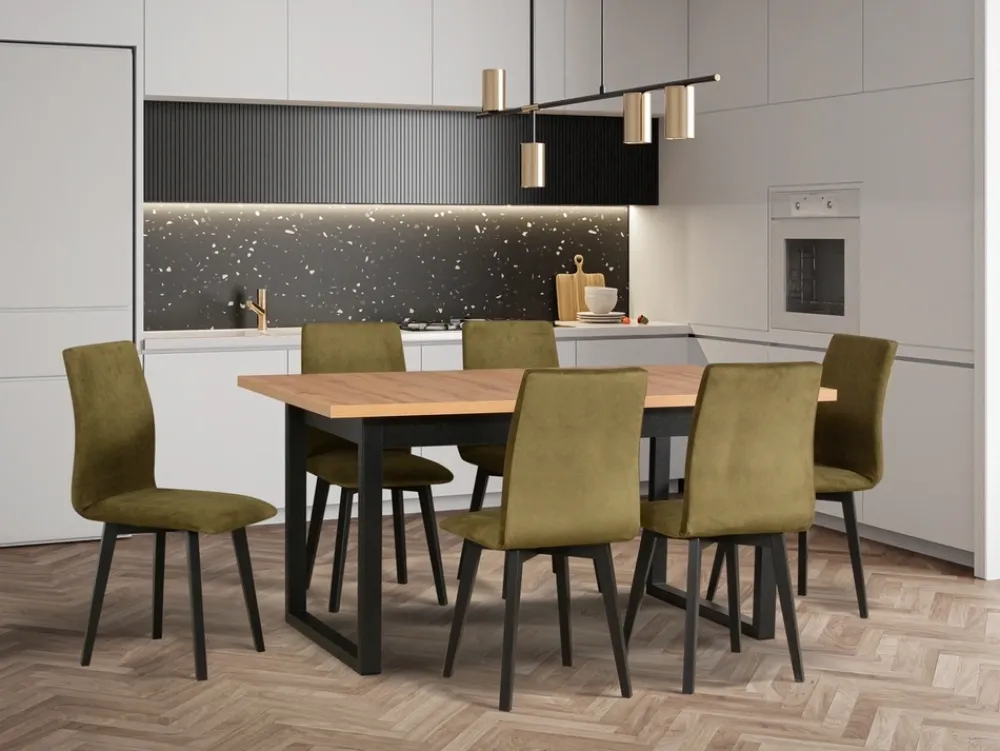 Stoły Z Krzesłami>DREWMIX Loftowy stół z krzesłami tapicerowanymi do jadalni LEVATE