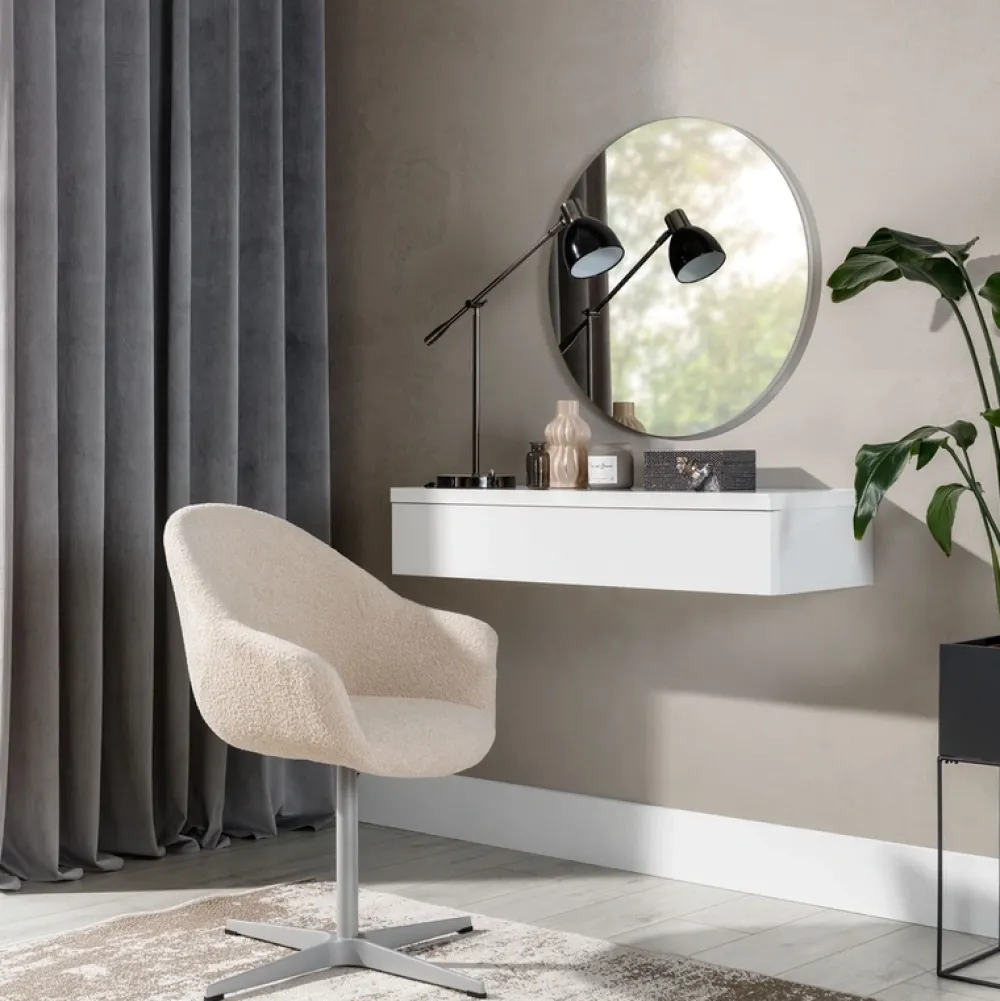 Lustra|Zestawy Mebli Do Sypialni>GiB Meble Lustro okrągłe 70x70 NARNI biały połysk