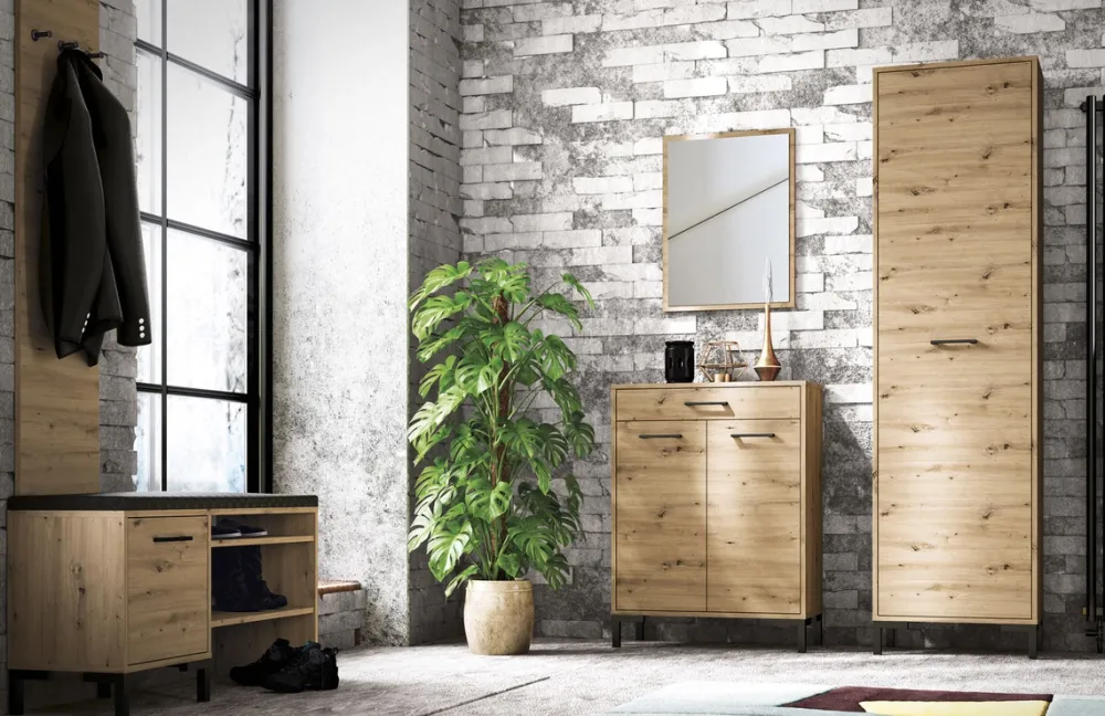 Lustra>ML Meble Lustro z ramką do przedpokoju 50x65 cm NEVIO dąb artisan