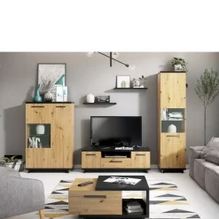 Meble Dla Dzieci|Ławy I Stoliki>GiB Meble Mała ława do salonu 90 cm Dąb artisan/czarny mat ISMENA