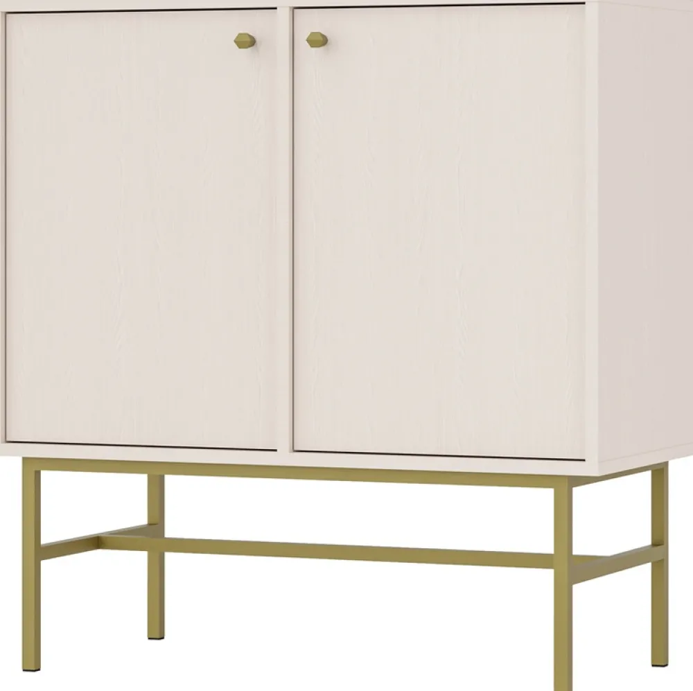 Komody>Lempert Mała beżowa komoda dwudrzwiowa do salonu 84 cm TOKEN beż piaskowy