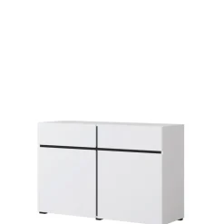 Zestawy Mebli Do Sypialni|Komody>Helvetia Mała biała komoda z szufladami i półkami 120 cm CROSS