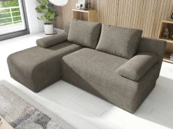 Meble Dla Dzieci|Narożniki></noscript>IZABELLA MEBLE Mała brązowa rogówka z funkcją spania do salonu boucle ERNEST