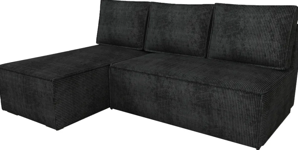 Narożniki>IZABELLA MEBLE Mała czarna rozkładana rogówka z funkcją spania HECTOR