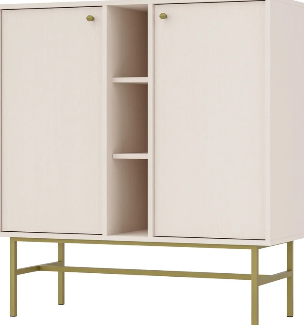 Komody>Lempert Mała dwudrzwiowa beżowa komoda do salonu 100 cm TOKEN beż piaskowy