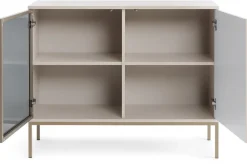 Zestawy Mebli Do Salonu|Komody>PIASKI Mała dwudrzwiowa komoda z witryną na nóżkach 104 cm SEWILLA