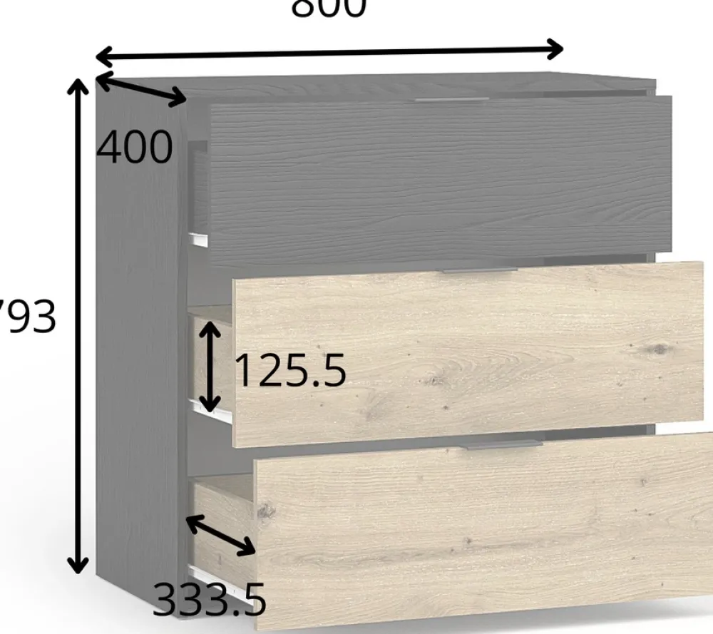 Meble Dla Dzieci|Meble Młodzieżowe>MEBLOSIEK Mała komoda 80 cm do sypialni z szufladami UTOPIA