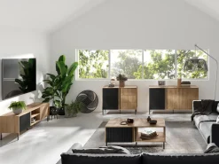 Komody>JUREK Mała komoda do salonu z lamelami 100 cm MALEZJA