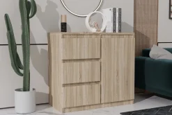 Komody>Meblohand Mała komoda do salonu z szufladami 80 cm MONTEGO dąb sonoma