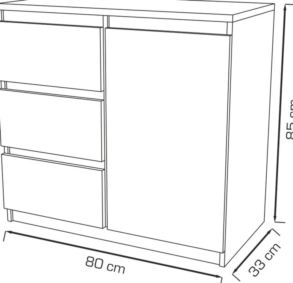 Komody>Meblohand Mała komoda do salonu z szufladami 80 cm MONTEGO dąb sonoma