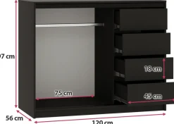 Komody></noscript>BROMARKT Mała komoda przesuwna 120 cm z lamelami i szufladami LOFT