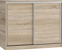 Komody>BROMARKT Mała komoda przesuwna z szufladami i drążkiem 120 cm TOP dąb sonoma