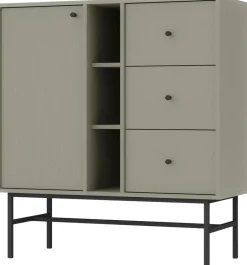 Komody>Lempert Mała komoda z drzwiami i szufladami 100 cm TOKEN eukaliptus