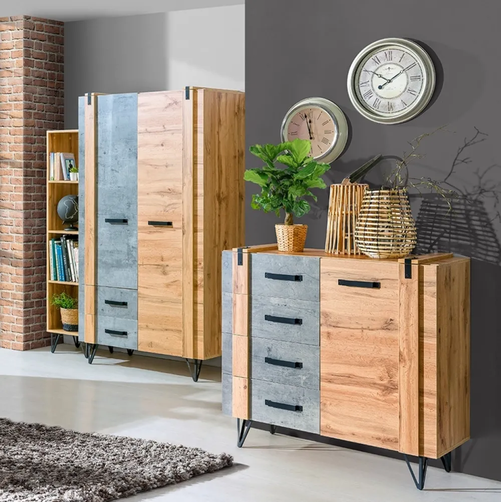 Zestawy Mebli Do Salonu|Zestawy Mebli Młodzieżowych>DOLMAR Mała komoda z szufladami do salonu 90 cm LOSTI