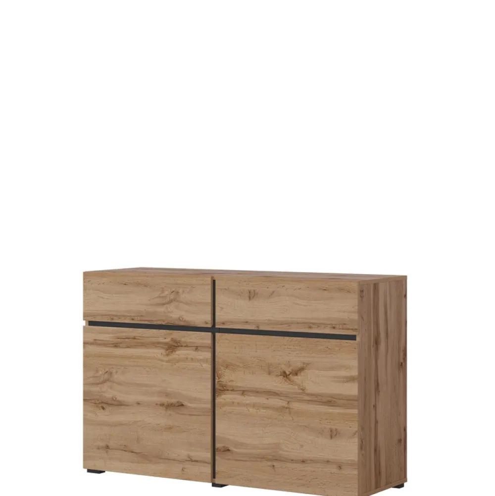 Zestawy Mebli Do Sypialni|Komody>Helvetia Mała komoda z szufladami do salonu 120 cm CROSS dąb wotan