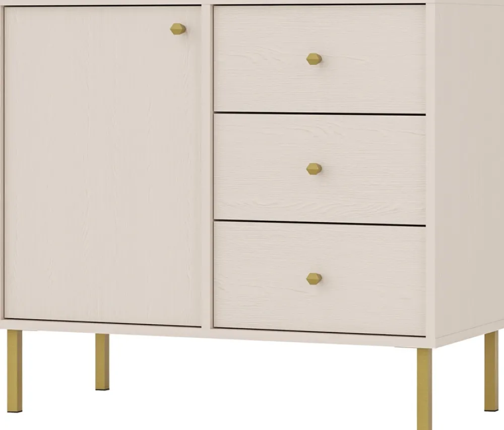 Zestawy Mebli Do Salonu|Komody>Lempert Mała komoda z szufladami i drzwiami 84 cm TOKEN beż piaskowy