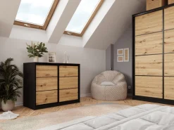 Komody></noscript>BROMARKT Mała loftowa komoda przesuwna z szufladami 120 cm LOFT