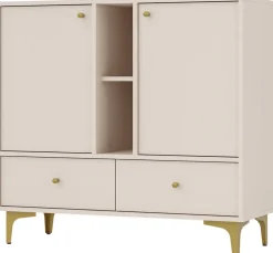 Komody>Lempert Mała nowoczesna komoda do salonu 100 cm z szufladami TOKEN beż beż piaskowy