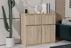 Komody>Meblohand Mała nowoczesna komoda do salonu z szufladami 80 cm MONTEGO dąb sonoma