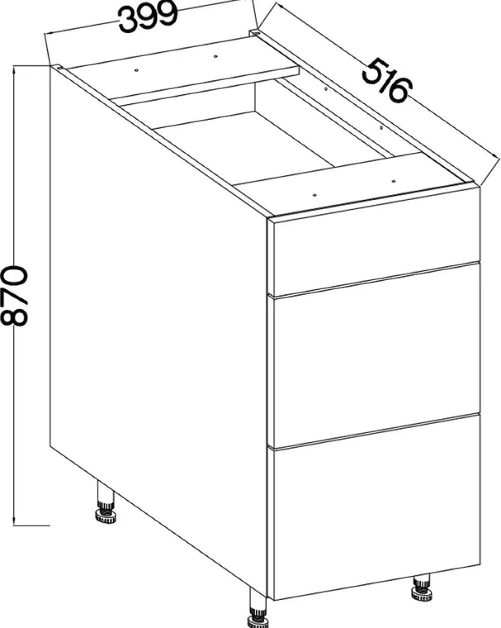 Meble Kuchenne>Lempert Mała szafka kuchenna trzy szuflady 40 cm ALEPPO