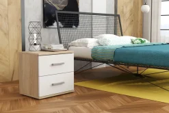 Szafki Nocne>Meblohand Mała szafka nocna do sypialni z szufladami 48 cm GRETA