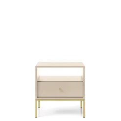 Meble Młodzieżowe|Szafki Nocne>PIASKI Mała szafka nocna z szufladą nowoczesna MONTI złoty beż