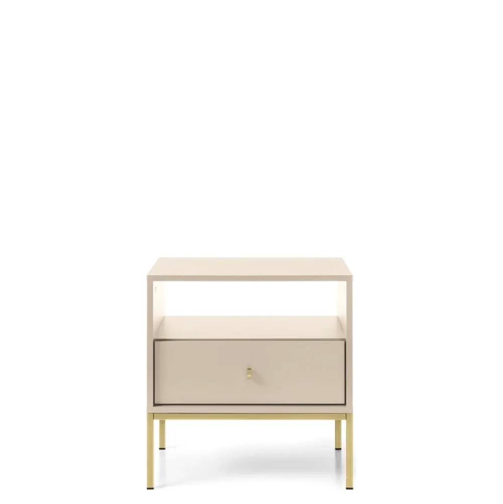 Meble Młodzieżowe|Szafki Nocne>PIASKI Mała szafka nocna z szufladą nowoczesna MONTI złoty beż