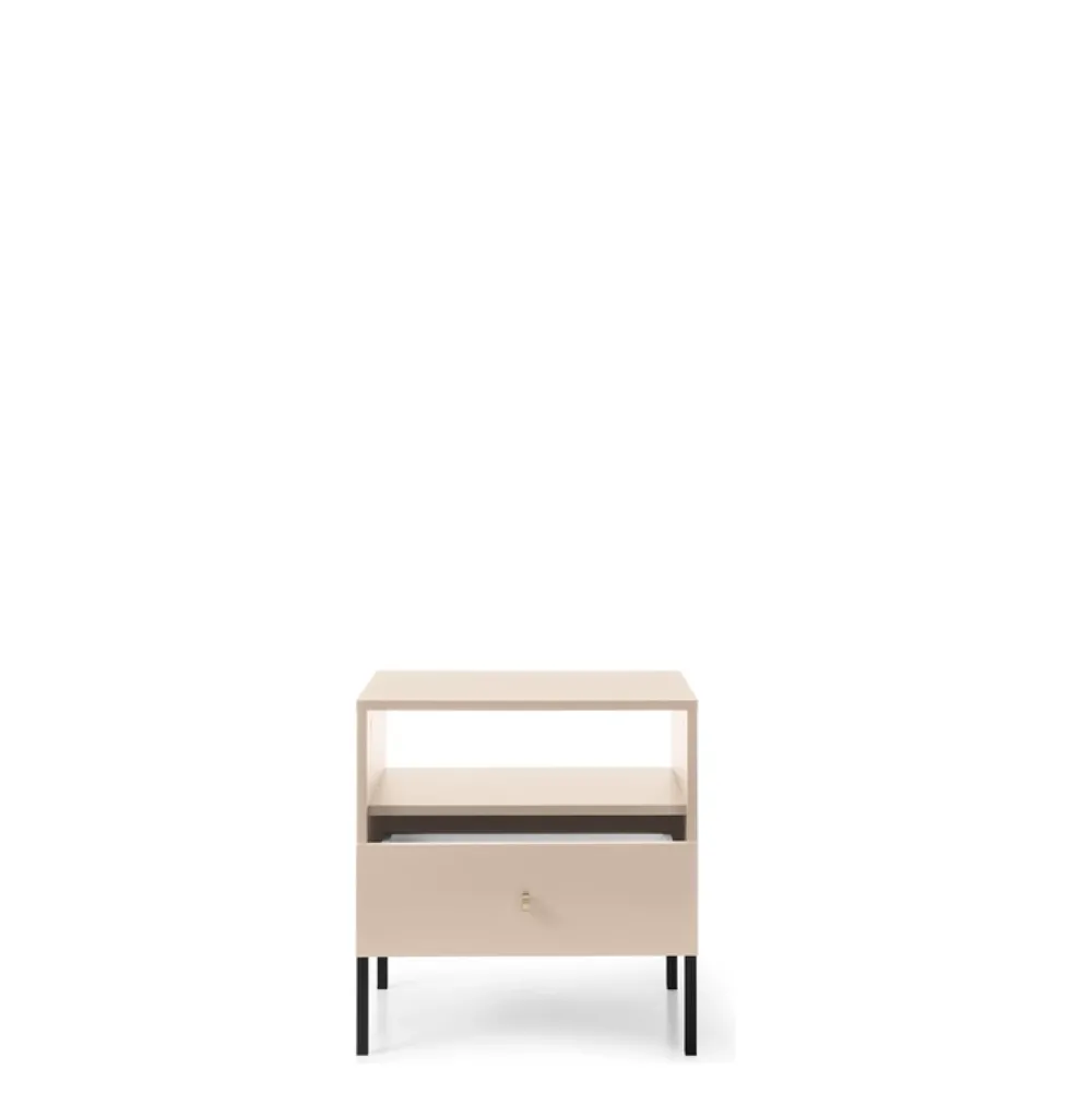 Meble Młodzieżowe|Szafki Nocne>PIASKI Mała szafka nocna z szufladą nowoczesna MONTI złoty beż