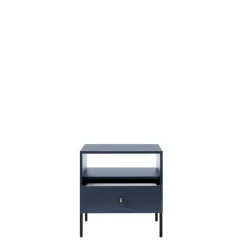 Szafki Nocne>PIASKI Mała szafka nocna z szufladą nowoczesna MONTI granat złoty granatowy