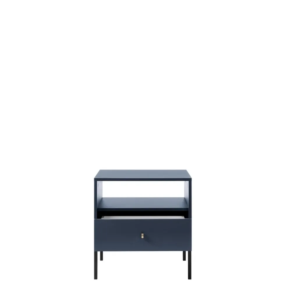 Szafki Nocne>PIASKI Mała szafka nocna z szufladą nowoczesna MONTI granat złoty granatowy