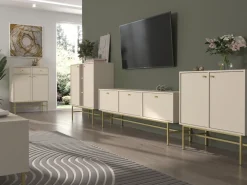 Szafki Rtv></noscript>Lempert Mała szafka RTV pod telewizor do salonu 120 cm TOKEN beż piaskowy