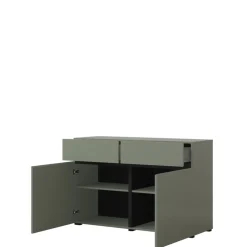 Zestawy Mebli Do Sypialni|Komody>Helvetia Mała zielona komoda z szufladami i półkami 120 cm CROSS