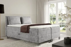 Łóżka Małżeńskie|Łóżka Ze Stelażem></noscript>BROMARKT Małżeńskie łóżko do sypialni 180x200 cm z pojemnikiem kontynentalne TESSA szare