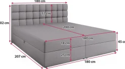 Łóżka Ze Stelażem|Łóżka Z Zagłówkiem></noscript>BROMARKT Małżeńskie łóżko kontynentalne 180x200 cm z pojemnikiem DAKOTA