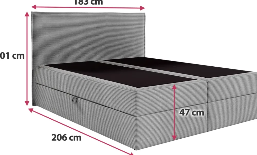Łóżka Kontynentalne|Łóżka Ze Stelażem>BROMARKT Małżeńskie łóżko 180x200 cm tapicerowane kontynentalne z pojemnikiem MALIBU