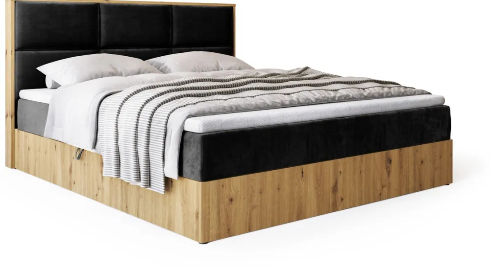 Meble Młodzieżowe|Łóżka Młodzieżowe>BROMARKT Małżeńskie łózko kontynentalne 140x200 cm do sypialni LOFT dąb artisan