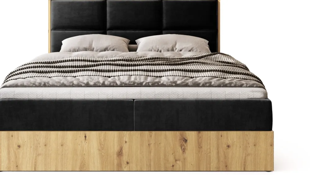 Meble Młodzieżowe|Łóżka Młodzieżowe>BROMARKT Małżeńskie łózko kontynentalne 140x200 cm do sypialni LOFT dąb artisan