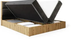 Łóżka Małżeńskie|Łóżka Ze Stelażem>BROMARKT Małżeńskie łózko kontynentalne 180x200 cm do sypialni LOFT dąb artisan