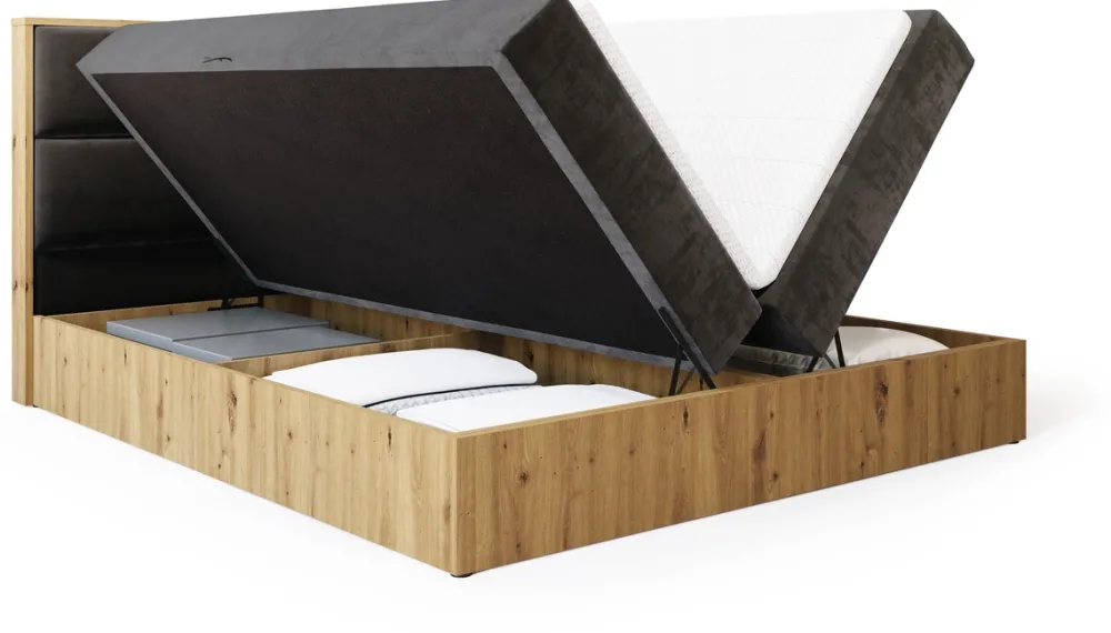 Łóżka Małżeńskie|Łóżka Ze Stelażem>BROMARKT Małżeńskie łózko kontynentalne 160x200 cm do sypialni LOFT dąb artisan