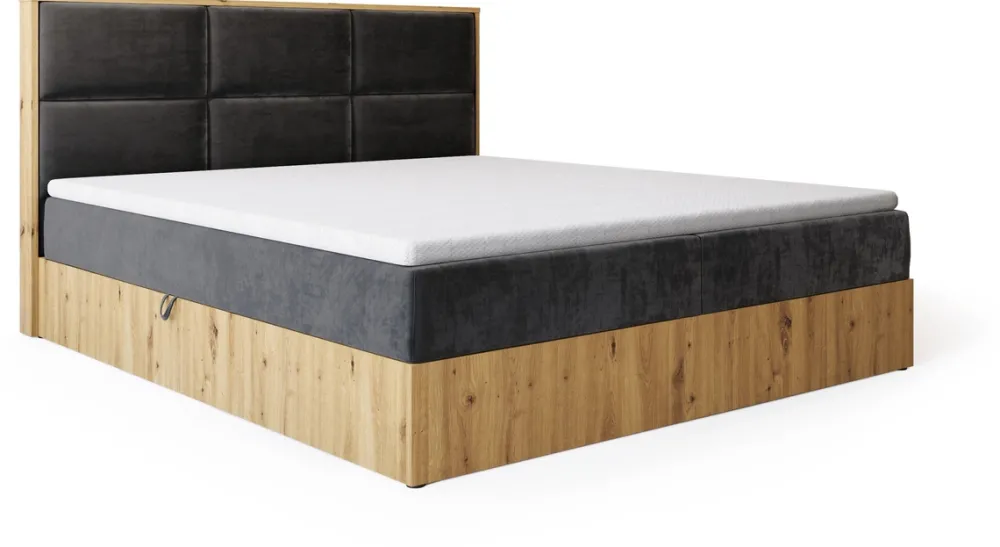 Łóżka Małżeńskie|Łóżka Ze Stelażem>BROMARKT Małżeńskie łózko kontynentalne 160x200 cm do sypialni LOFT dąb artisan