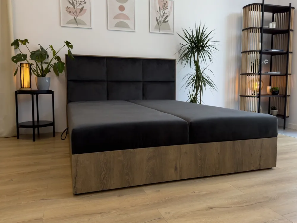 Łóżka Małżeńskie|Łóżka Ze Stelażem>BROMARKT Małżeńskie łózko kontynentalne 160x200 cm do sypialni LOFT dąb artisan