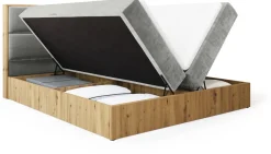 Meble Młodzieżowe|Łóżka Młodzieżowe>BROMARKT Małżeńskie łózko kontynentalne 140x200 cm do sypialni LOFT dąb artisan