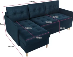 Meble Dla Dzieci|Narożniki></noscript>IZABELLA MEBLE Mały granatowy narożnik z funkcją spania i pojemnikiem FADO