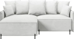 Meble Dla Dzieci|Narożniki>BROMARKT Mały narożnik do salonu na nóżkach z poduchami i funkcją spania BOCCO biały